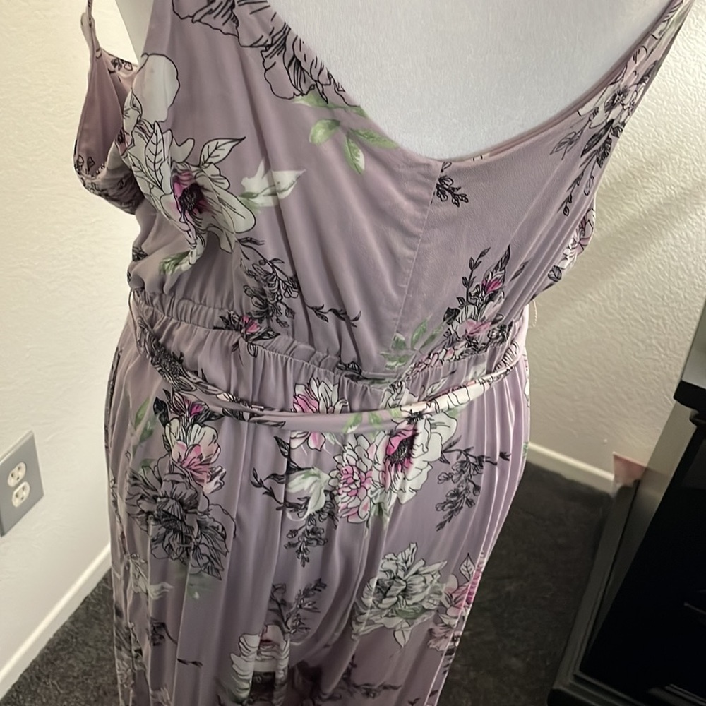 Torrid Floral Challis Self Tie Culotte Jumpsuit Romper Lilac Purple size 00 - Picture 5 of 10